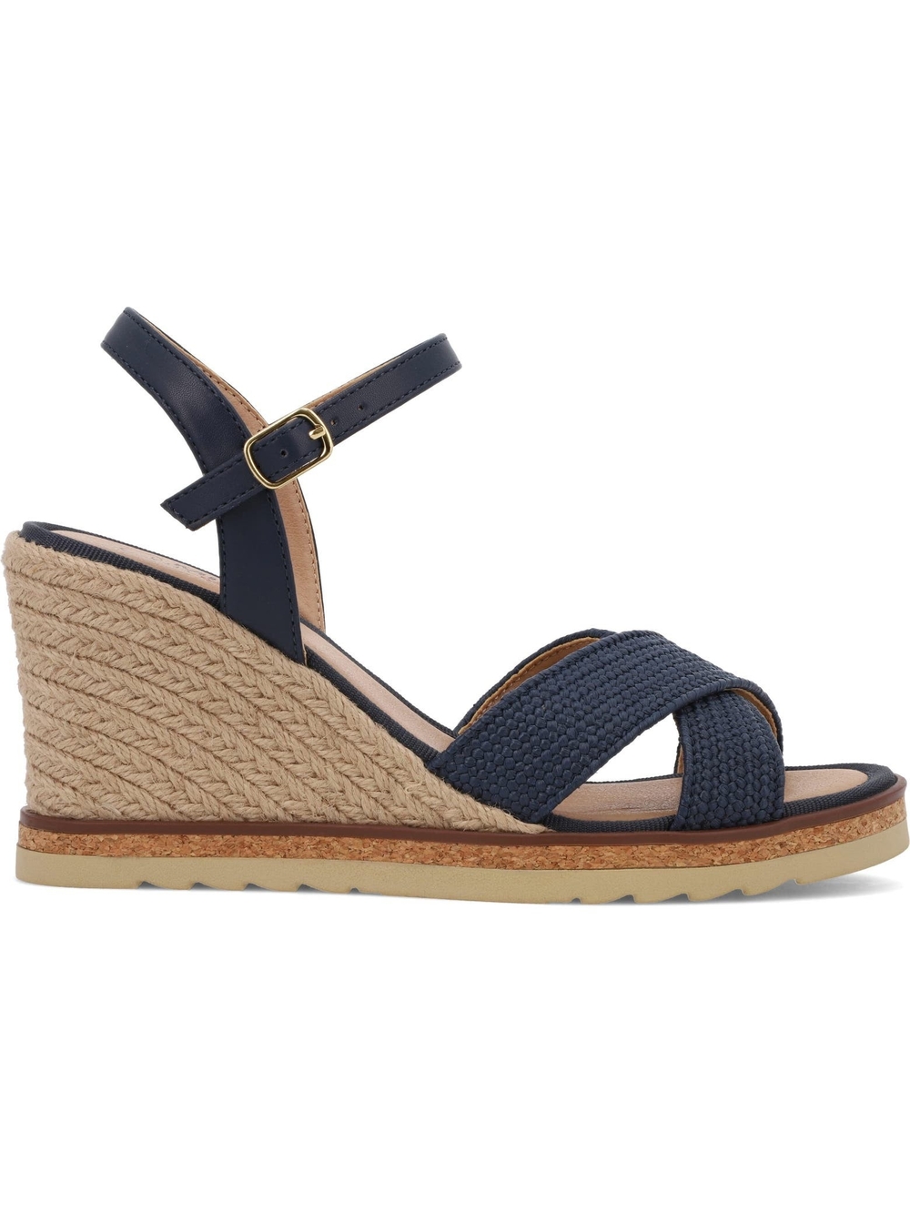 MIA Farida Navy Braided Espadrille Wedge Sandals